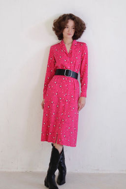 11038 Платье-рубашка с английским воротником малиновое - Martichelli фото 4