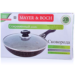26906 Сковорода 28см мрам/крошка с крышкой MB (х6) - Mayer&boch фото 3
