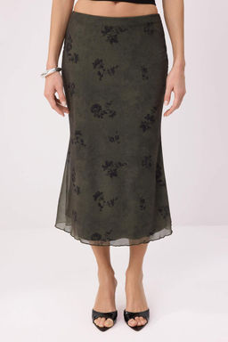 Teen Haki Cicek Bask?l? Bodycon Tul Esnek Orme Etek TWOAW26ET00036 - Trendyolmilla фото 20