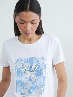 Bisiklet Yaka Bask?l? Kad?n Ti??rt