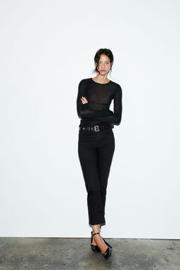 TRF HIGH-WAIST CROPPED FLARE JEANS - Zara фото 11