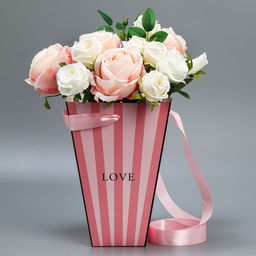 Переноска для цветов на лентах Love, 17 х 25 х 9 см