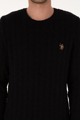 Erkek Slim Fit Bisiklet Yaka Desenli Siyah Kazak - U.s. polo assn фото 13
