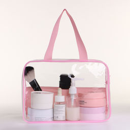 Косметичка-сумка на молнии для бассейна, большая, с ручками, прозрачная/розовая - Simaland фото 2