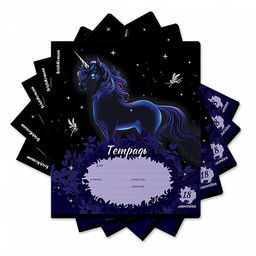 Цена за 10 шт. Тетрадь школьная ученическая ErichKrause Black Unicorn, 18 листов, линейка, выборочный УФ-лак (в плёнке по 10 шт.)_MIX-PACK