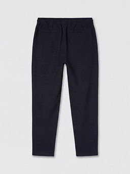 Regular Fit Keten G?r?n?ml? Erkek Pantolon