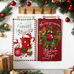 Набор кухонных полотенец Доляна Зимние радости 35х60см-2шт, 100% хлопок  фото 17