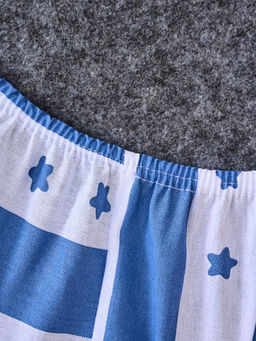 Постельное белье детское поплин с простыней на резинке - Мишки, цвет синий 145*112; 80*160*20; 40*60