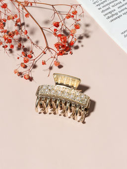 Цена за 6 шт. Крабик для волос «Бурлеск», бусины стразы, 6 см, золото