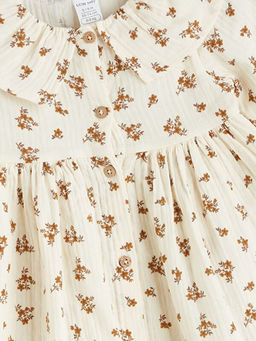 Bebe Yaka ?i?ekli K?z Bebek M?slin Elbise