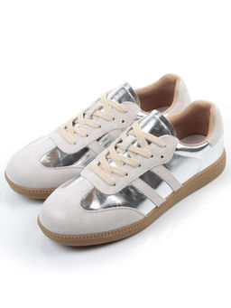 03-270-6C GREY/SILVER Кеды женские (натуральная кожа)