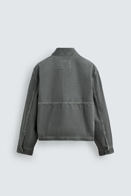 CAZADORA BOXY FIT PESPUNTES CONTRASTE / Verde gris - Zara фото 8