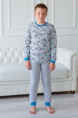 Пижама подростковая из джемпера и брюк из кулирки Олененок голубой - Амадэль фото 3