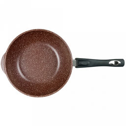 Сотейник с антипригарным покрытием д24см "Шоколад", h8,2см, s0,4см, съемная ручка из термостойкого пластика, стеклянная крышка с пароотводом, подарочная упаковка (Россия)