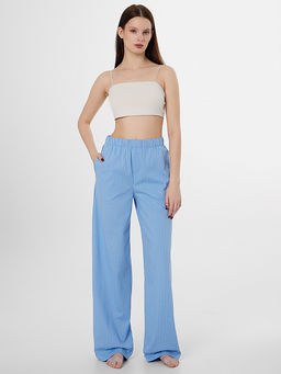 Брюки домашние женские голубые в полоску с надписью - Mark formelle фото 3