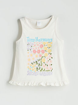 Bisiklet Yaka ?i?ekli K?z ?ocuk Atlet 2li