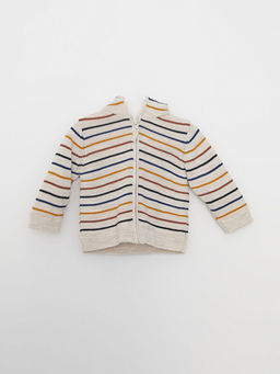 Kap??onlu Uzun Kollu ?izgili Erkek Bebek Triko H?rka