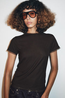 CAMISETA COMBINADA TUL / Marr?n chocolate - Zara фото 2