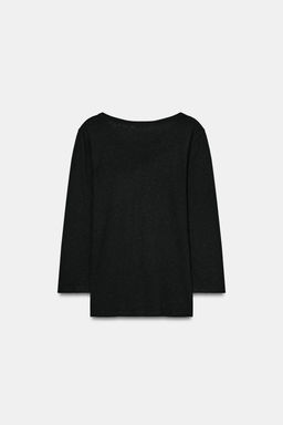CAMISETA CON LINO EFECTO LAVADO / Negro - Zara фото 6