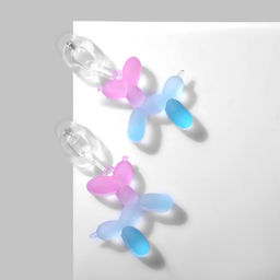 Серьги пластик Собачка из воздушного шара, цвет розово-голубой