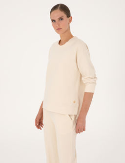 Ekru Oversize Yumu_ak Dokulu Sweatshirt