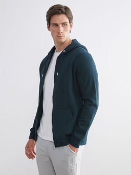 Kap??onlu Uzun Kollu Erkek Fermuarl? Sweatshirt