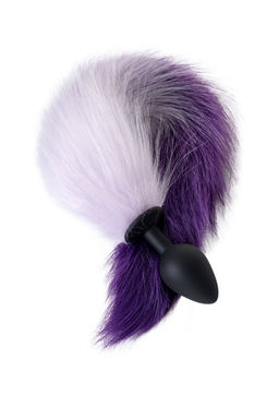 Анальная втулка с бело-фиолетовым хвостом POPO Pleasure by TOYFA, M, силикон, черная, 45 см, 3,3 с  фото 4