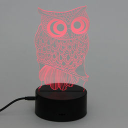 Цена за 2 шт. Светильник ночник "3D-Мудрая сова" на пластиковой подставке, с включателем USB