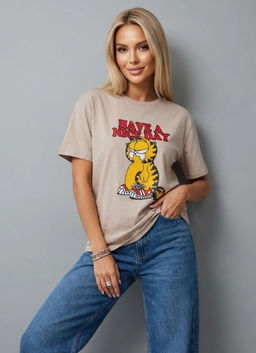 K13452 Футболка OVER SIZE (плотный хлопок) БЕЖЕВЫЙ