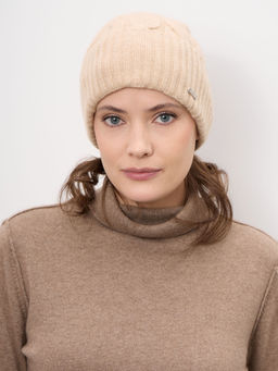 Шапка из кашемира 04343 бежевая