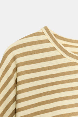 CAMISETA ALGOD?N Y LINO RAYAS / Rosa pastel - Zara фото 19