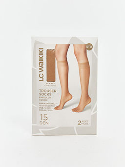 15 Denye Kad?n Diz Alt? ?orap 2li