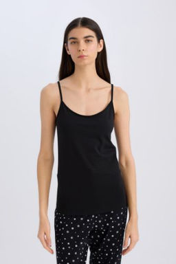 Fall in Love Pamuklu Ince Ask?l? Siyah Ic Atlet