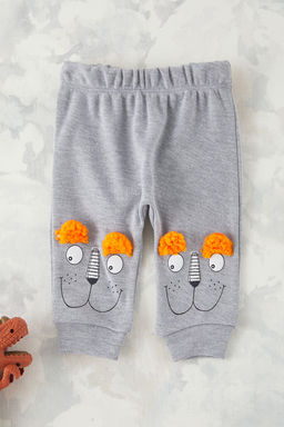 Gri Melanj Erkek Cocuk Pamuklu Aslan Bask?l? Orme Tayt/Esofman Alt? TKDSS25TA00017 - Trendyolmilla фото 2