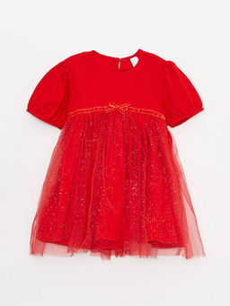 Bisiklet Yaka K?sa Kollu T?l Etekli K?z Bebek Elbise