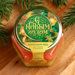 Мёд кремовый С новым годом, со вкусом фисташка-малина, 120 г - Фабрика счастья фото 4