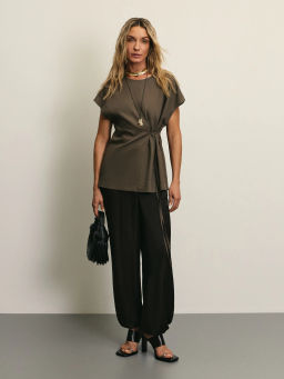 Блузка со шнуровкой изо льна / Zarina  фото 2