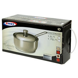 Ковш для кипячения молока из нержавеющей стали Классика-Прима 1,5л, д17см, h9см, ТРС-3, стеклянная крышка, прутковая металлическая ручка (Россия) - Домашняя мода фото 4