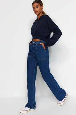TRENDYOLMILLA Tas Cep Detayl? Yuksek Bel Wide Leg Jeans TWOAW22JE0595  фото 9