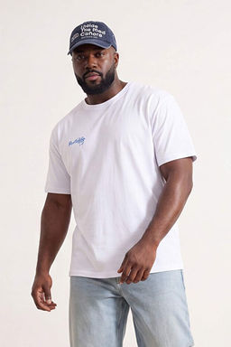 B_y_k Beden Beyaz Regular Kal_p Bask_l_ %100 Pamuk T-Shirt TMNSS26BF00008
