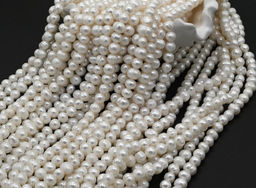 Бусины жемчуг овал 9*7мм цвет белый, 34см, 46 бусин Радуга камня