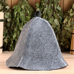 Шапка для бани и сауны, 70% полиэфир, 30% шерсть, серая, «Добропаровъ»