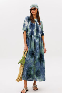 Платье Lars Style 1091 изумрудный мульти-принт