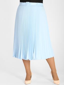 Плиссированная юбка миди с поясом - Almond фото 11