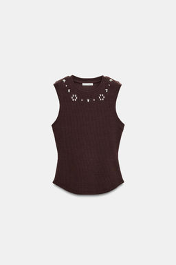 TOP RIB TACHAS / Marr?n - Zara фото 3