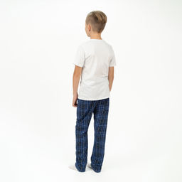 Пижама детская белая/синяя клетка dreams 827п/1 (128, 64)