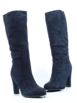 02-F65-011M DARK BLUE Сапоги зимние женские (натуральная замша, натуральный мех (полностью))