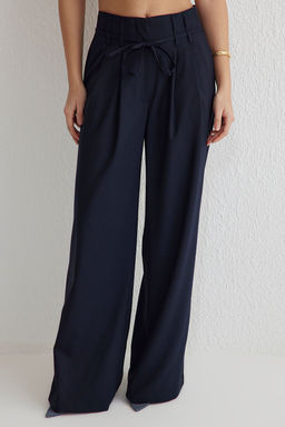 TRENDYOLMILLA Bej Kemerli Wide Leg/Genis Paca Dokuma Pantolon Pantolon TWOSS25PL00031 фото 3