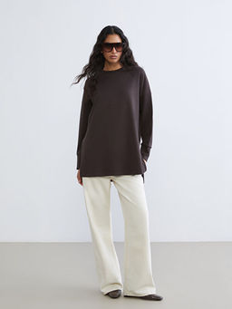 Bisiklet Yaka Oversize Kad?n Sweatshirt Tunik