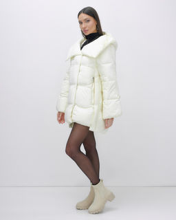 Куртка зимняя женская с большим капюшоном модная бежевого цвета 7739B - Visdeer фото 7